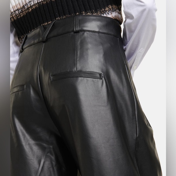 Veronica Beard Rennert Faux Vegan Leather Wide Pants Size 10 - Picture 2 of 10
